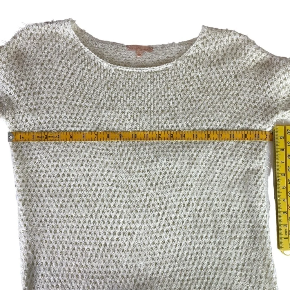 GIBSON Latimer Fuzzy Long Sleeve Sweater White Gold Size Medium - Picture 9 of 10